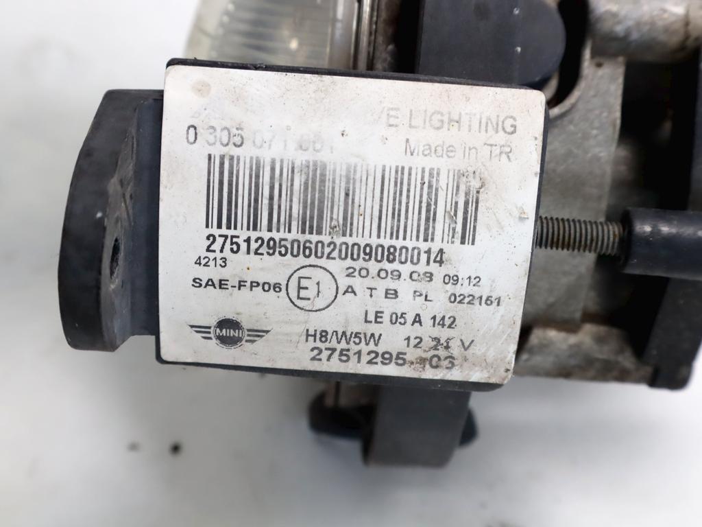 63172751295 FARO FANALE PROIETTORE FENDINEBBIA ANTERIORE MINI COOPER D R56 1.6 D 80KW 6M 3P (2009) RICAMBIO USATO 