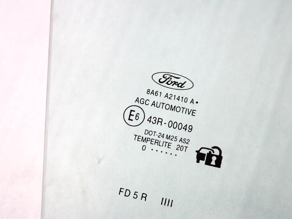 8A61-A21410-A VETRO SCENDENTE PORTA ANTERIORE DESTRA FORD FIESTA 1.2 B 44KW 5M 5P (2011) RICAMBIO USATO