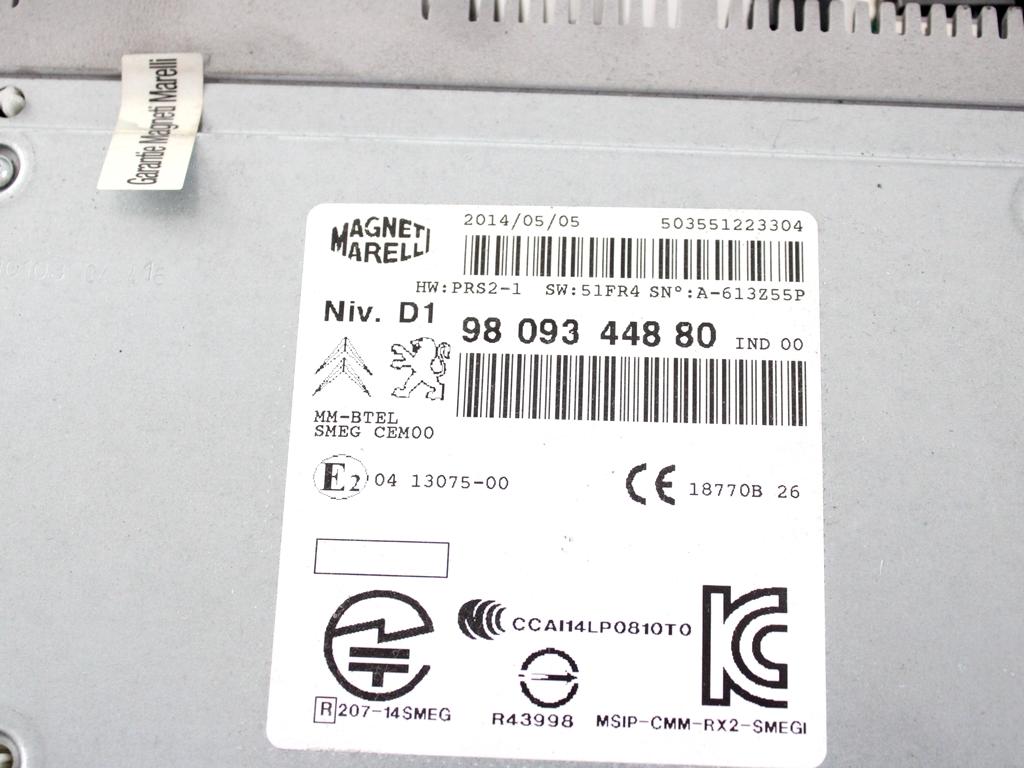 9809344880 CENTRALINA SISTEMA DI NAVIGAZIONE SATELLITARE CITROEN C4 PICASSO 1.6 D 85KW 6M 5P (2014) RICAMBIO USATO