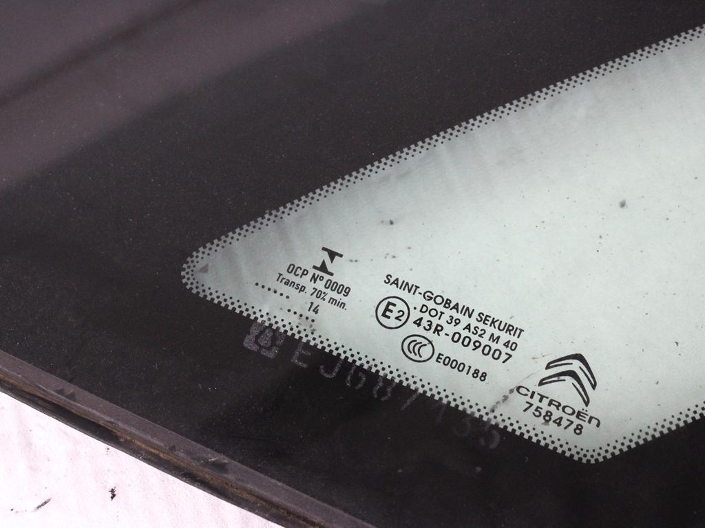 9675848080 VETRO FISSO PARAFANGO POSTERIORE DESTRO CITROEN C4 PICASSO 1.6 D 85KW 6M 5P (2014) RICAMBIO USATO