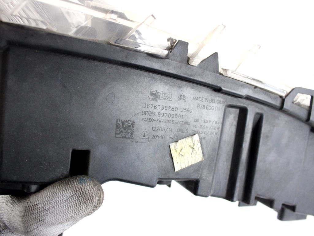9676036280 FARO FANALE LUCE DIURNA ANTERIORE DESTRO CITROEN C4 PICASSO 1.6 D 85KW 6M 5P (2014) RICAMBIO USATO SUPPORTO DANNEGGIATO