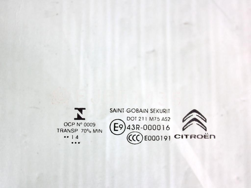 9675833180 VETRO SCENDENTE PORTA ANTERIORE SINISTRA CITROEN C4 PICASSO 1.6 D 85KW 6M 5P (2014) RICAMBIO USATO