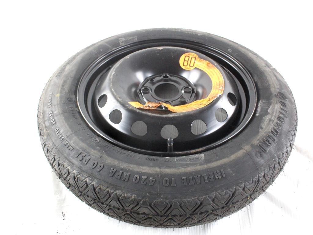 51764507 RUOTINO DI SCORTA CONTINENTAL T125/90 R15 96M LANCIA DELTA 1.6 D 88KW 6M 5P (2011) RICAMBIO USATO CON CERCHIO IN FERRO DA 15 POLLICI 4 FORI 4.00BX15H ET 35 INTERASSE 4X98