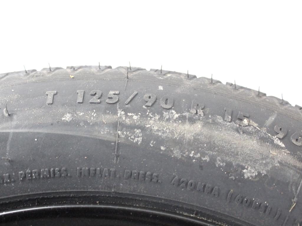 51764507 RUOTINO DI SCORTA CONTINENTAL T125/90 R15 96M LANCIA DELTA 1.6 D 88KW 6M 5P (2011) RICAMBIO USATO CON CERCHIO IN FERRO DA 15 POLLICI 4 FORI 4.00BX15H ET 35 INTERASSE 4X98
