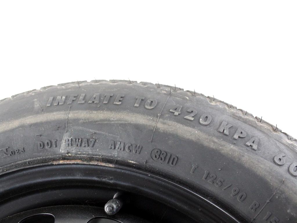 51764507 RUOTINO DI SCORTA CONTINENTAL T125/90 R15 96M LANCIA DELTA 1.6 D 88KW 6M 5P (2011) RICAMBIO USATO CON CERCHIO IN FERRO DA 15 POLLICI 4 FORI 4.00BX15H ET 35 INTERASSE 4X98