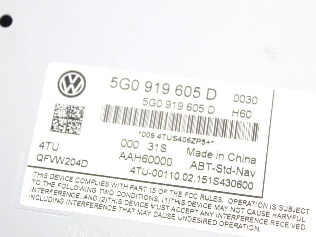 5G0919605D DISPLAY SISTEMA DI NAVIGAZIONE SATELLITARE VOLKSWAGEN GOLF 7 1.4 M 81KW 6M 5P (2015) RICAMBIO USATO 