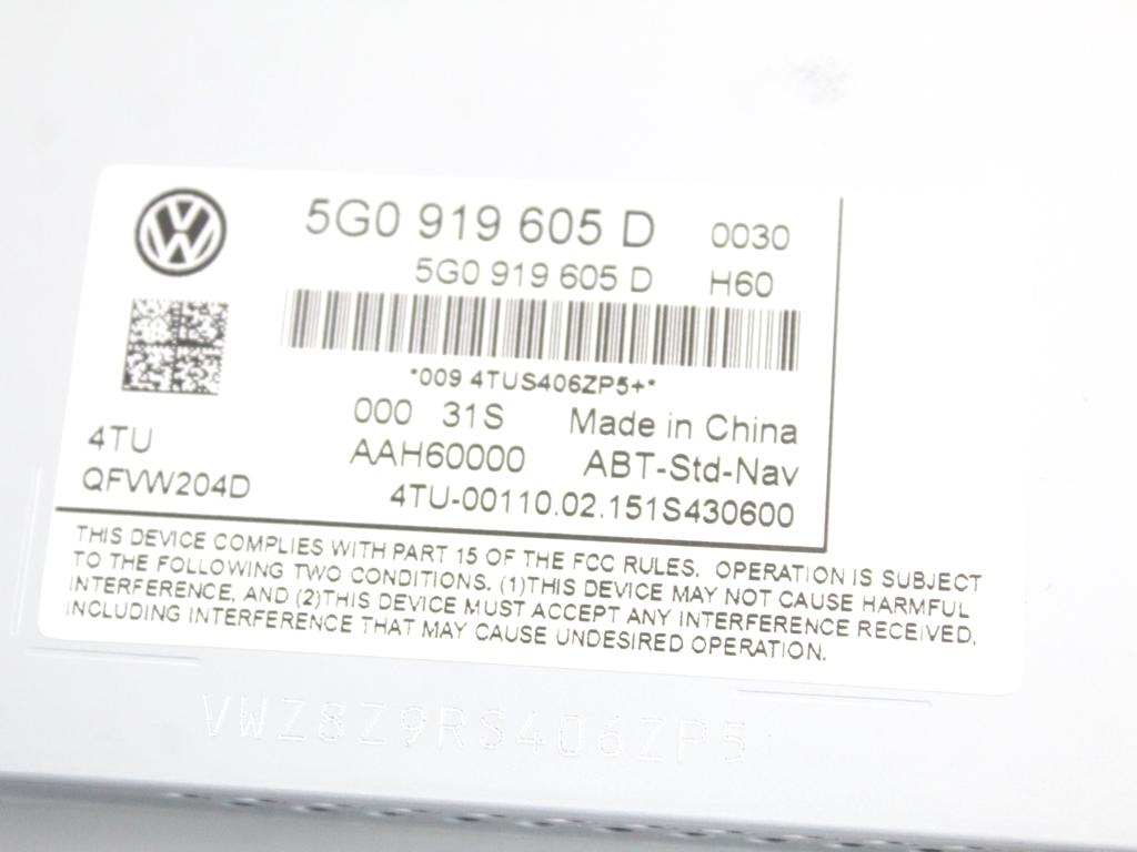 5G0919605D DISPLAY SISTEMA DI NAVIGAZIONE SATELLITARE VOLKSWAGEN GOLF 7 1.4 M 81KW 6M 5P (2015) RICAMBIO USATO 
