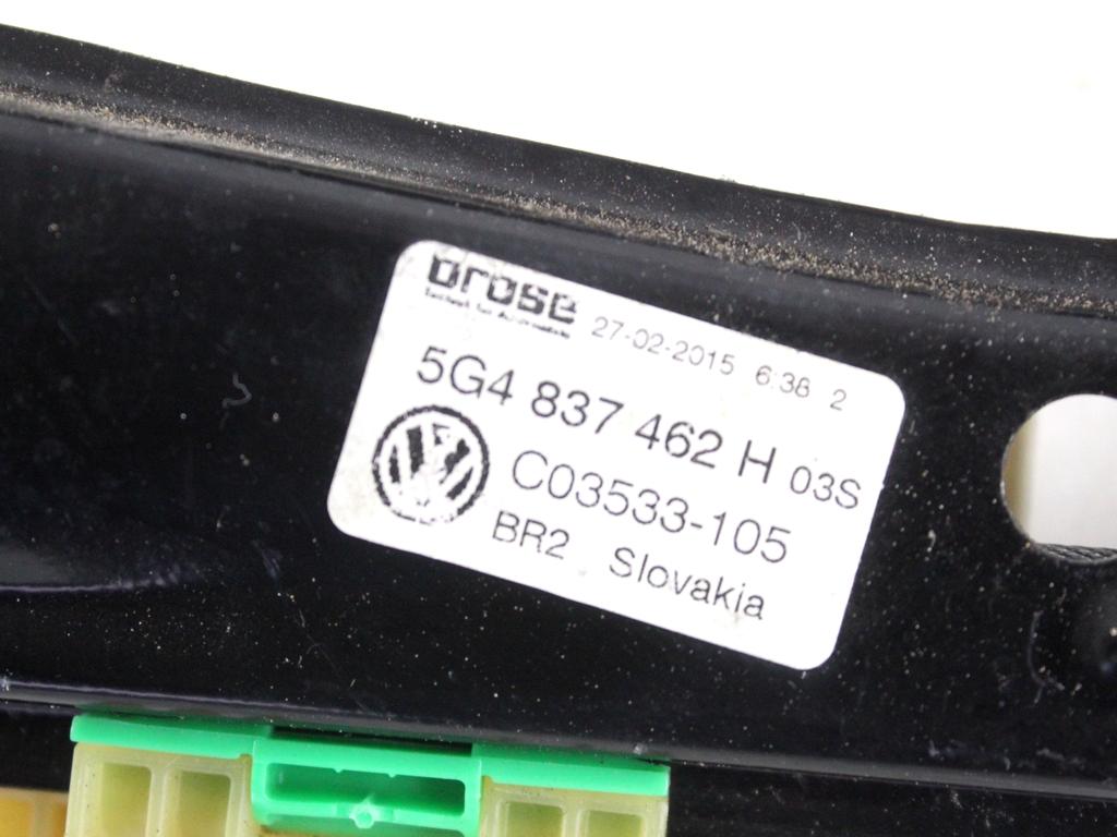 5G4837462H MOTORINO MECCANISMO ALZA-VETRO ALZA-CRISTALLO PORTA ANTERIORE DESTRA VOLKSWAGEN GOLF 7 1.4 M 81KW 6M 5P (2015) RICAMBIO USATO 5Q4959811A 