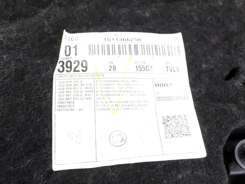 5G4867023FBAM PANNELLO INTERNO PORTA ANTERIORE SINISTRA VOLKSWAGEN GOLF 7 1.4 M 81KW 6M 5P (2015) RICAMBIO USATO