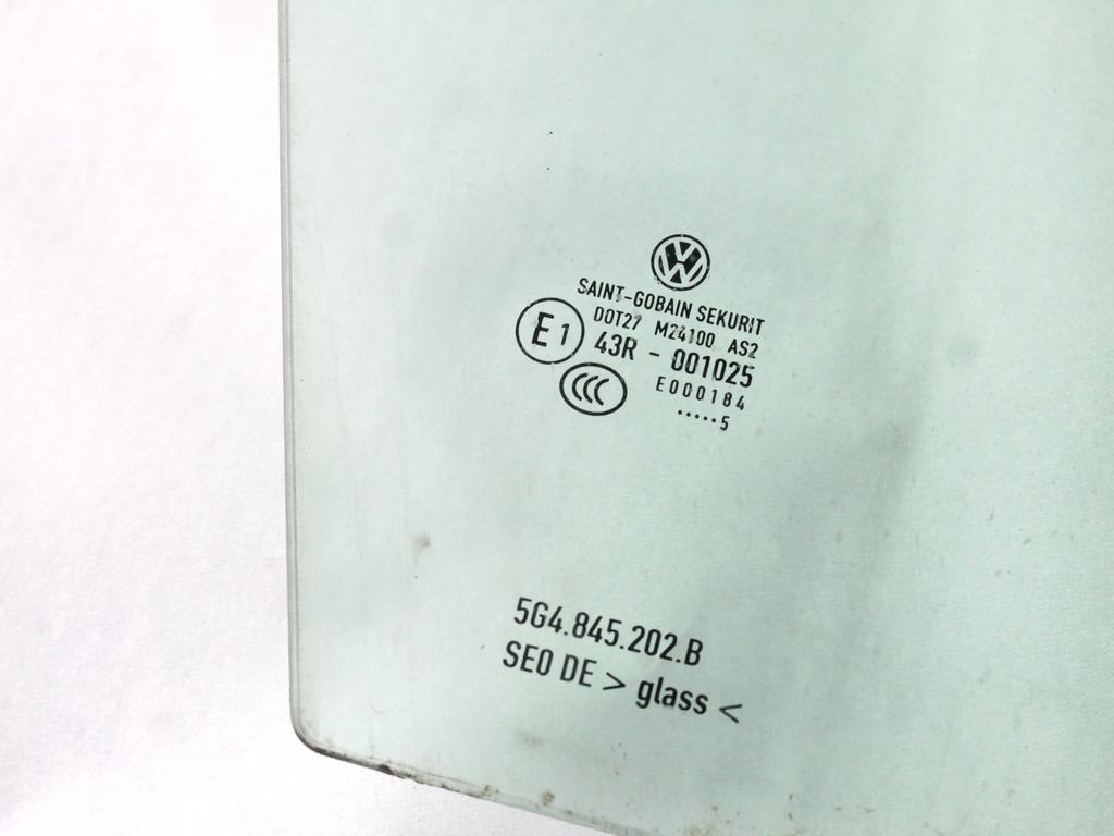 5G4845202B VETRO SCENDENTE PORTA ANTERIORE DESTRA VOLKSWAGEN GOLF 7 1.4 M 81KW 6M 5P (2015) RICAMBIO USATO
