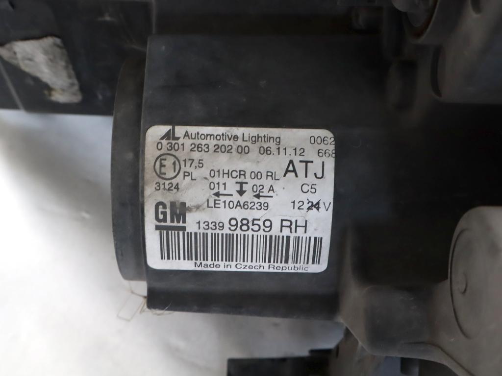 13399859 FARO FANALE ANTERIORE DESTRO OPEL ZAFIRA C TOURER 1.6 M 110KW 6M 5P (2013) RICAMBIO USATO