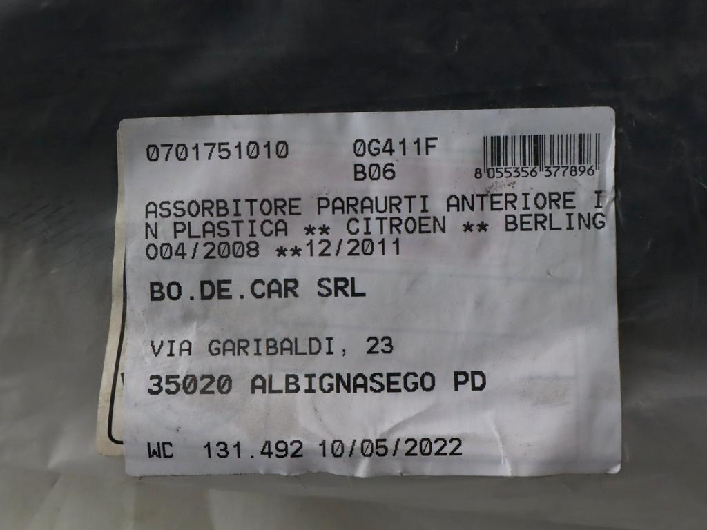 7416J5 SUPPORTO CENTRALE RIVESTIMENTO INTERNO PARAURTI ANTERIORE CITROEN BERLINGO 1.6 D 68KW 5M 5P (2008) RICAMBIO USATO 