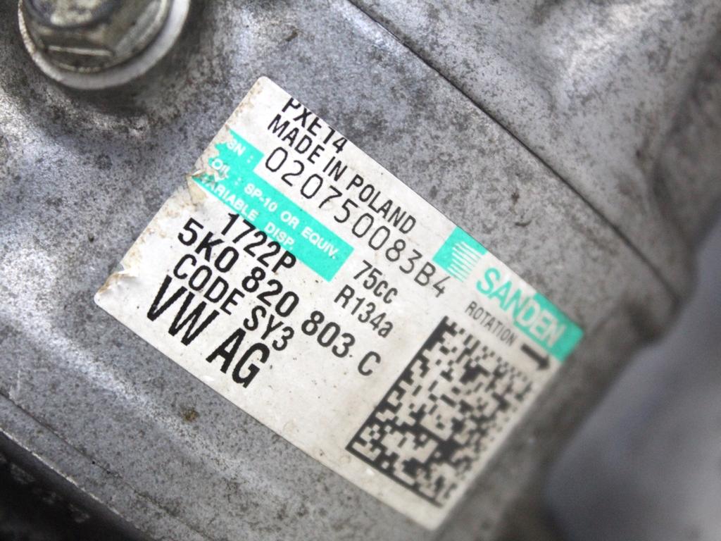5K0820803C COMPRESSORE CLIMATIZZATORE CLIMA A/C VOLKSWAGEN PASSAT SW 1.4 M 110KW AUT 5P (2013) RICAMBIO USATO