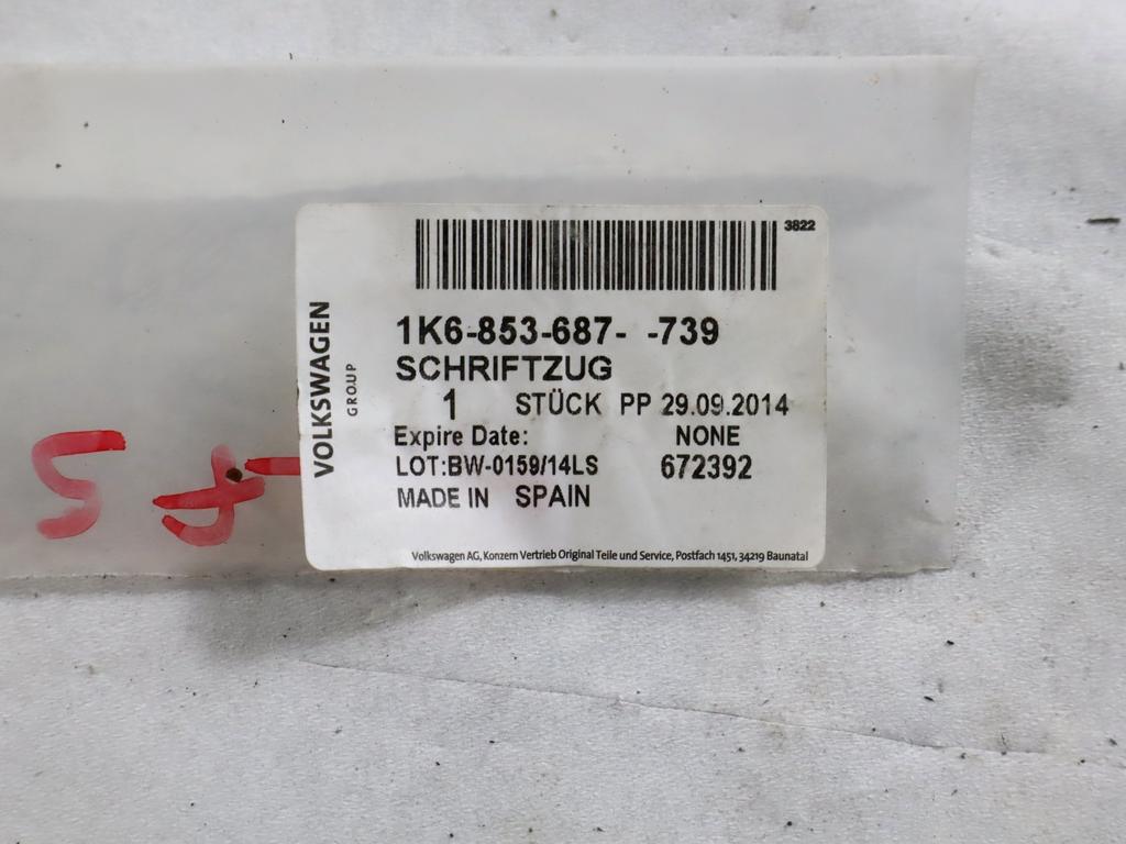 1K6853687 STEMMA FREGIO LOGO EMBLEMA PORTELLONE COFANO POSTERIORE BAULE VOLKSWAGEN GOLF 5 1.9 D 77KW 5M 5P (2005) RICAMBIO NUOVO