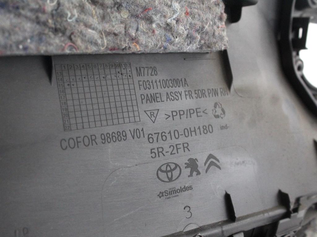 B0007858ZD PANNELLO INTERNO PORTA ANTERIORE DESTRA CITROEN C1 1.0 B 51KW 5M 5P (2015) RICAMBIO USATO