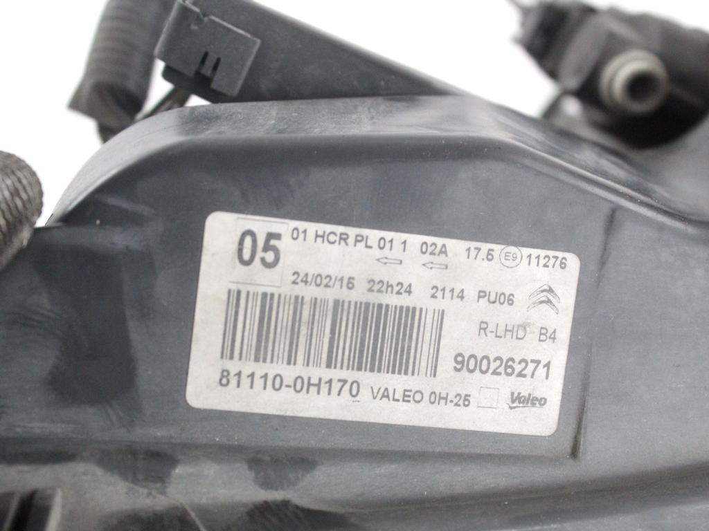 81110-0H170 FARO FANALE ANTERIORE DESTRO CITROEN C1 1.0 B 51KW 5M 5P (2015) RICAMBIO USATO
