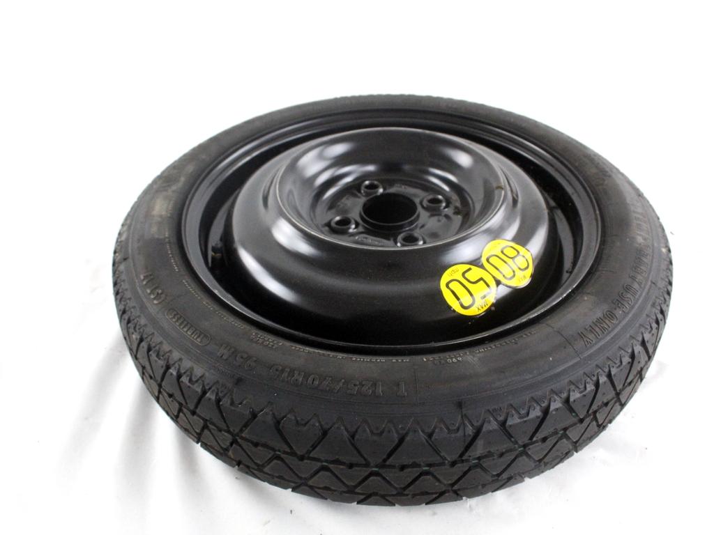 1613187280 RUOTINO DI SCORTA CONTINENTAL T125/70 R15 95M CITROEN C1 1.0 B 51KW 5M 5P (2015) RICAMBIO USATO CON CERCHIO IN FERRO DA 15 POLLICI 4 FORI 4.00BX15FH ET 39 INTERASSE 5X100