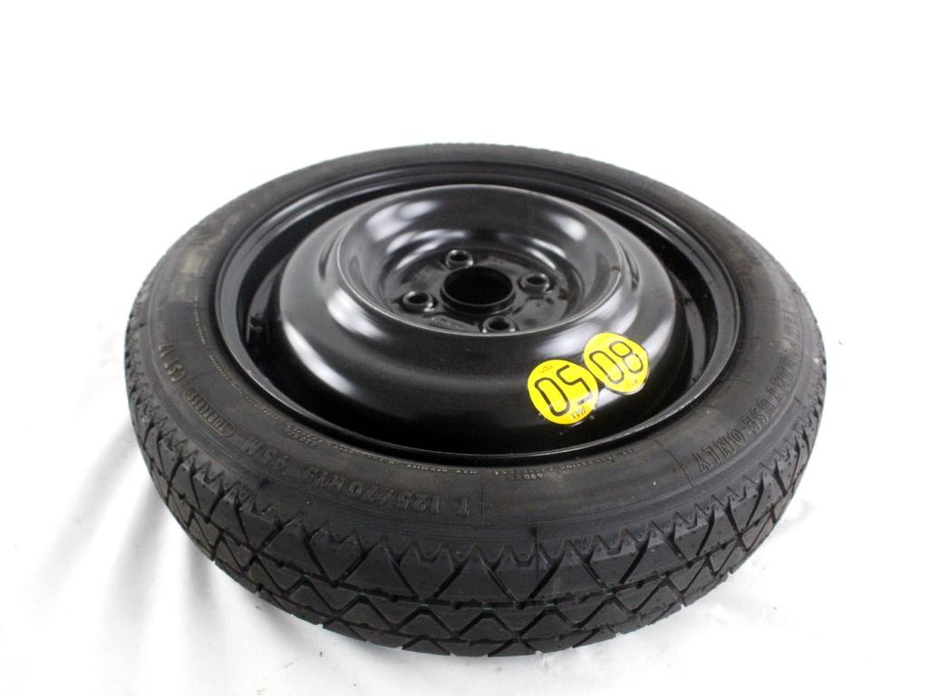 1613187280 RUOTINO DI SCORTA CONTINENTAL T125/70 R15 95M CITROEN C1 1.0 B 51KW 5M 5P (2015) RICAMBIO USATO CON CERCHIO IN FERRO DA 15 POLLICI 4 FORI 4.00BX15FH ET 39 INTERASSE 5X100