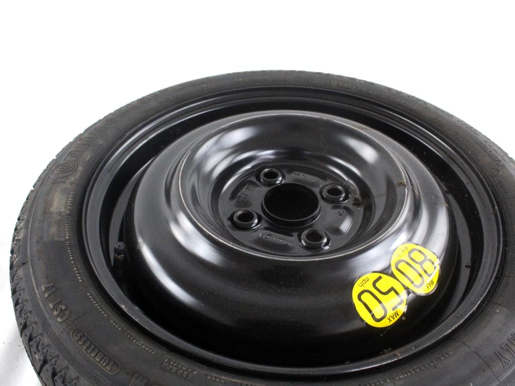 1613187280 RUOTINO DI SCORTA CONTINENTAL T125/70 R15 95M CITROEN C1 1.0 B 51KW 5M 5P (2015) RICAMBIO USATO CON CERCHIO IN FERRO DA 15 POLLICI 4 FORI 4.00BX15FH ET 39 INTERASSE 5X100