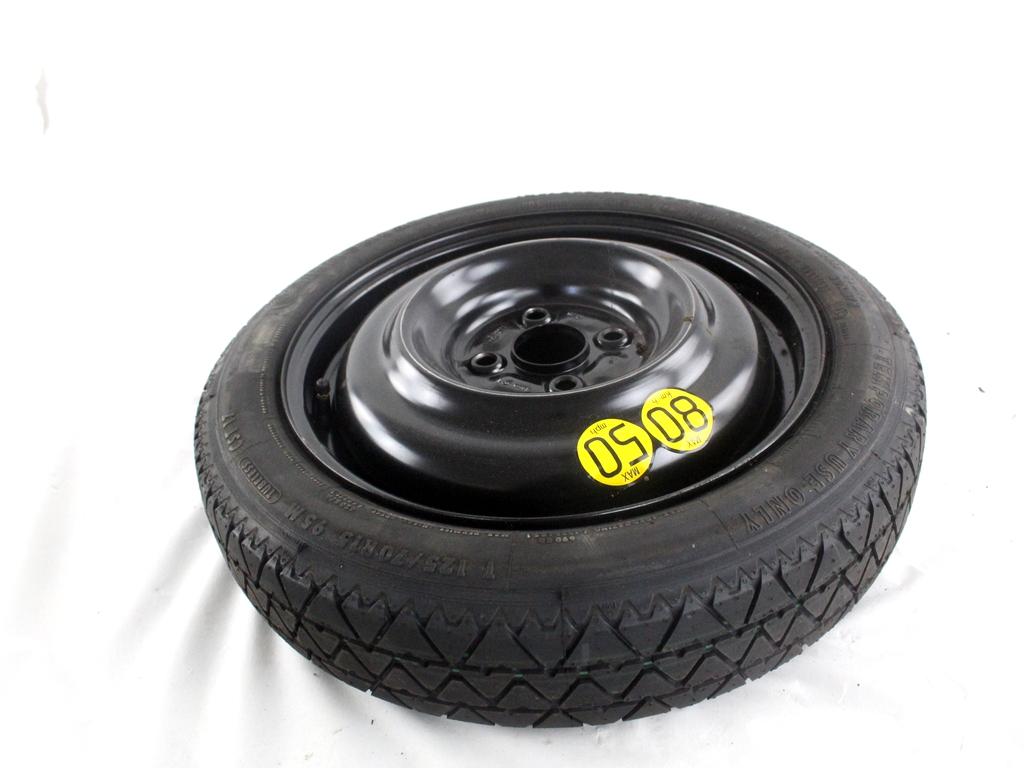 1613187280 RUOTINO DI SCORTA CONTINENTAL T125/70 R15 95M CITROEN C1 1.0 B 51KW 5M 5P (2015) RICAMBIO USATO CON CERCHIO IN FERRO DA 15 POLLICI 4 FORI 4.00BX15FH ET 39 INTERASSE 5X100