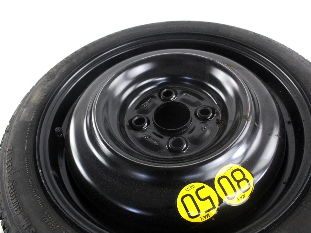 1613187280 RUOTINO DI SCORTA CONTINENTAL T125/70 R15 95M CITROEN C1 1.0 B 51KW 5M 5P (2015) RICAMBIO USATO CON CERCHIO IN FERRO DA 15 POLLICI 4 FORI 4.00BX15FH ET 39 INTERASSE 5X100