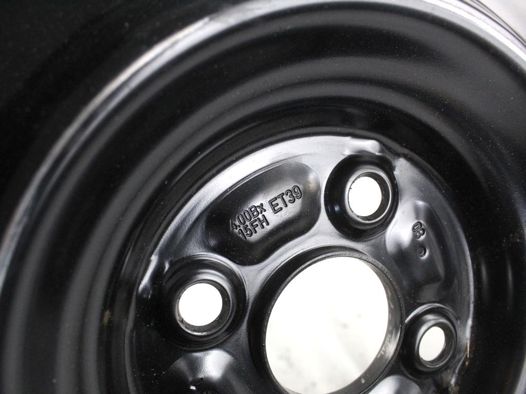 1613187280 RUOTINO DI SCORTA CONTINENTAL T125/70 R15 95M CITROEN C1 1.0 B 51KW 5M 5P (2015) RICAMBIO USATO CON CERCHIO IN FERRO DA 15 POLLICI 4 FORI 4.00BX15FH ET 39 INTERASSE 5X100