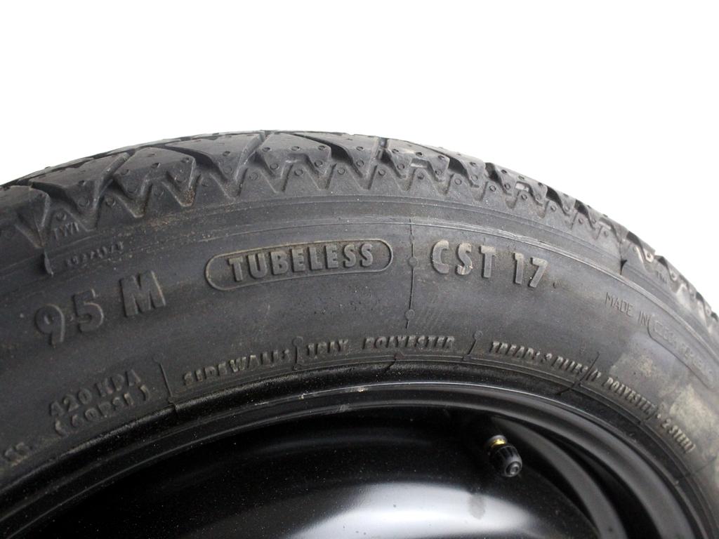 1613187280 RUOTINO DI SCORTA CONTINENTAL T125/70 R15 95M CITROEN C1 1.0 B 51KW 5M 5P (2015) RICAMBIO USATO CON CERCHIO IN FERRO DA 15 POLLICI 4 FORI 4.00BX15FH ET 39 INTERASSE 5X100