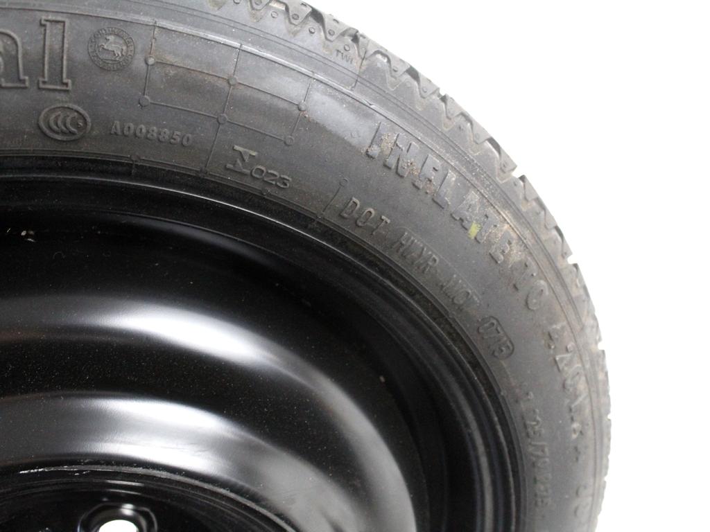 1613187280 RUOTINO DI SCORTA CONTINENTAL T125/70 R15 95M CITROEN C1 1.0 B 51KW 5M 5P (2015) RICAMBIO USATO CON CERCHIO IN FERRO DA 15 POLLICI 4 FORI 4.00BX15FH ET 39 INTERASSE 5X100