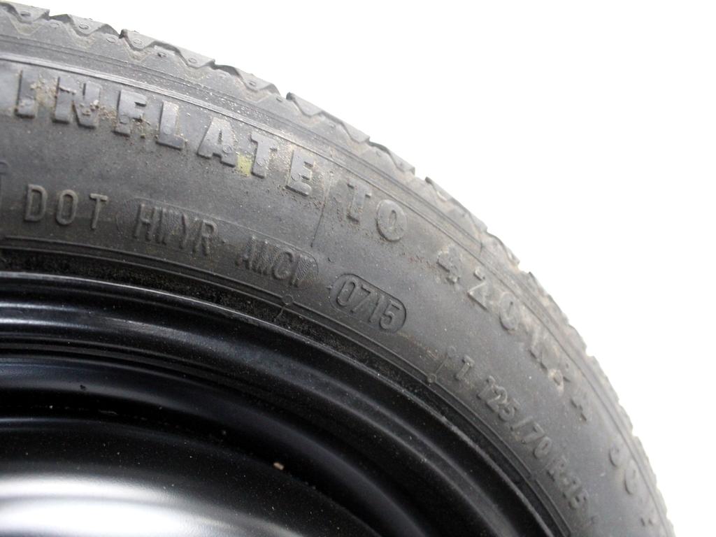 1613187280 RUOTINO DI SCORTA CONTINENTAL T125/70 R15 95M CITROEN C1 1.0 B 51KW 5M 5P (2015) RICAMBIO USATO CON CERCHIO IN FERRO DA 15 POLLICI 4 FORI 4.00BX15FH ET 39 INTERASSE 5X100