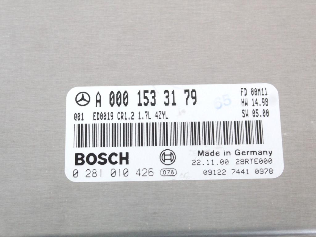 A0001533179 CENTRALINA INIEZIONE MOTORE MERCEDES CLASSE A 170 W168 1.7 D 66KW 5M 5P (2000) RICAMBIO USATO 