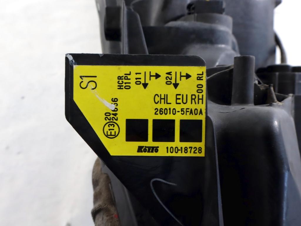 26010-5FA0A FARO FANALE ANTERIORE DESTRO NISSAN MICRA 1.0 B 52KW 5M 5P (2017) RICAMBIO USATO 