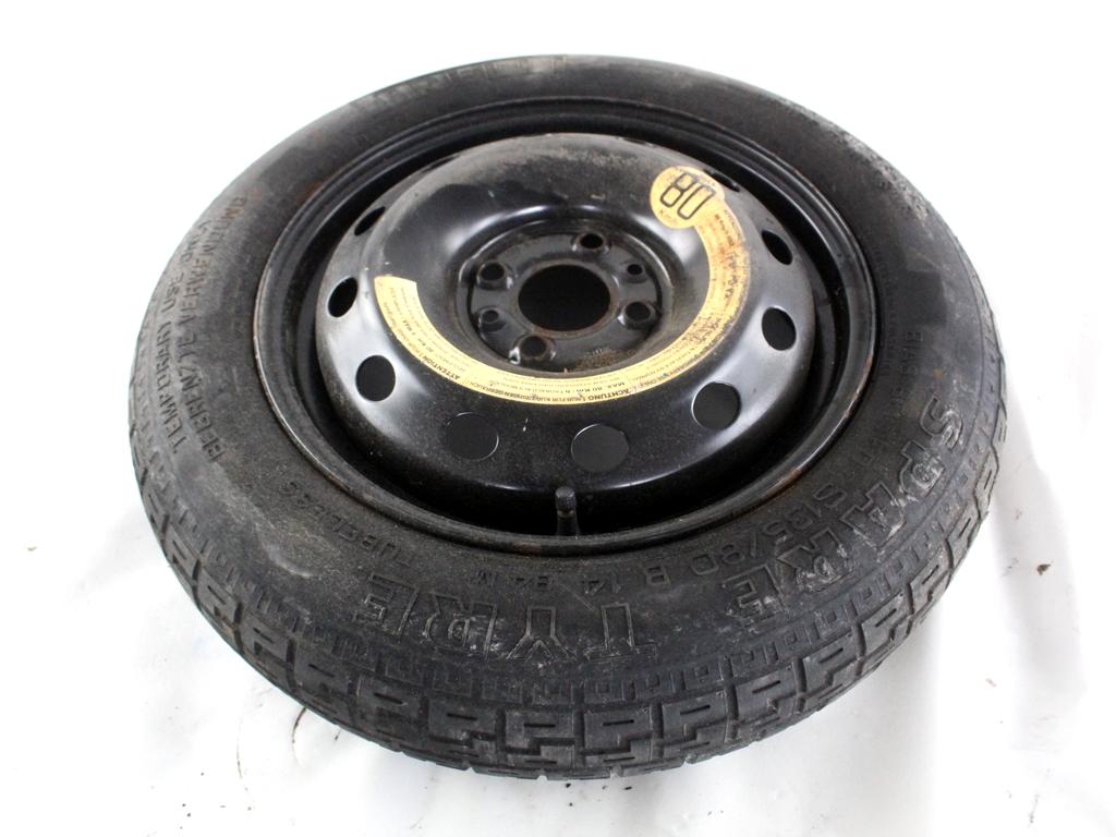 52102666 RUOTINO DI SCORTA PIRELLI 135/80 B14 84M FIAT IDEA 1.2 B 59KW 5M 5P (2008) RICAMBIO USATO CON CERCHIO IN FERRO 4 FORI 4,00BX14H ET43 INTERASSE 4X98
