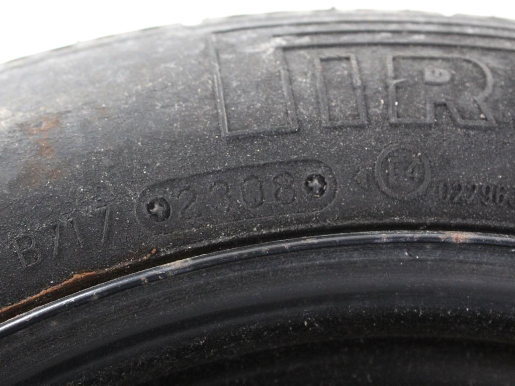 52102666 RUOTINO DI SCORTA PIRELLI 135/80 B14 84M FIAT IDEA 1.2 B 59KW 5M 5P (2008) RICAMBIO USATO CON CERCHIO IN FERRO 4 FORI 4,00BX14H ET43 INTERASSE 4X98