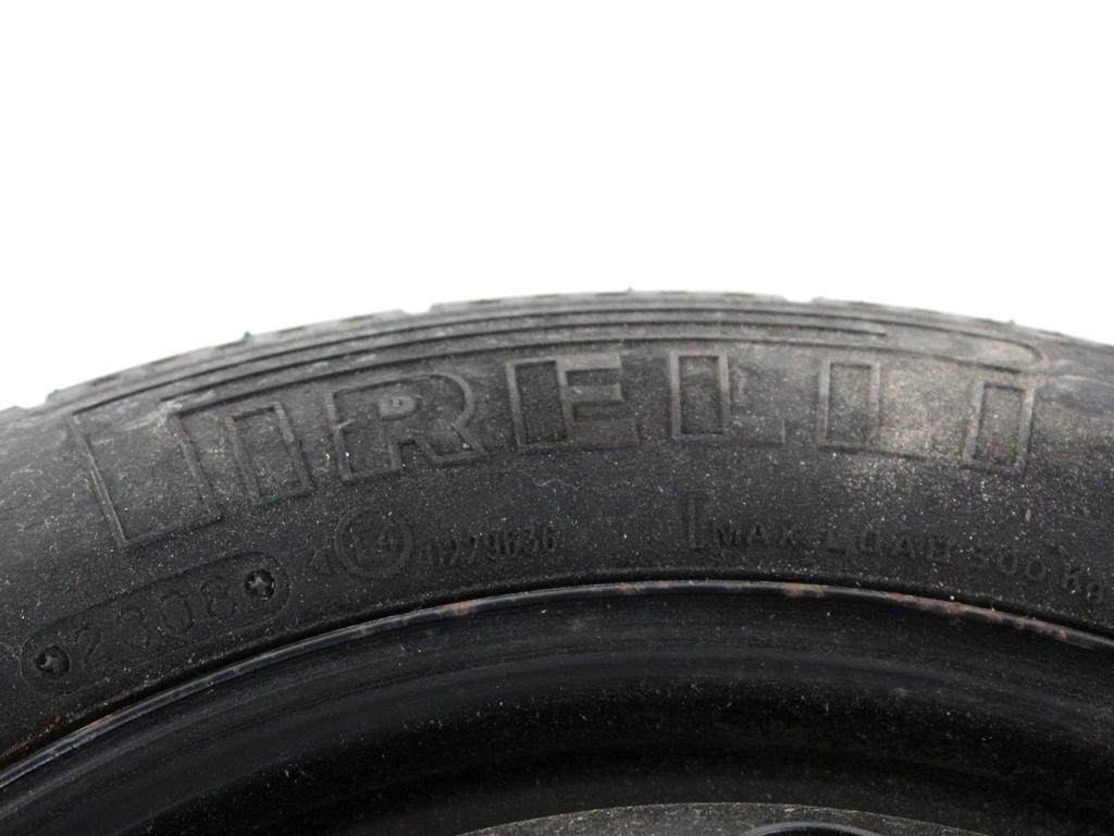52102666 RUOTINO DI SCORTA PIRELLI 135/80 B14 84M FIAT IDEA 1.2 B 59KW 5M 5P (2008) RICAMBIO USATO CON CERCHIO IN FERRO 4 FORI 4,00BX14H ET43 INTERASSE 4X98