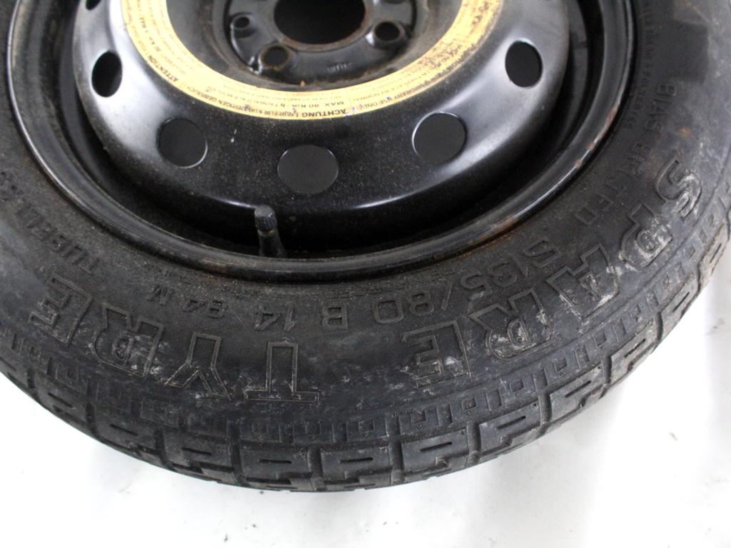 52102666 RUOTINO DI SCORTA PIRELLI 135/80 B14 84M FIAT IDEA 1.2 B 59KW 5M 5P (2008) RICAMBIO USATO CON CERCHIO IN FERRO 4 FORI 4,00BX14H ET43 INTERASSE 4X98