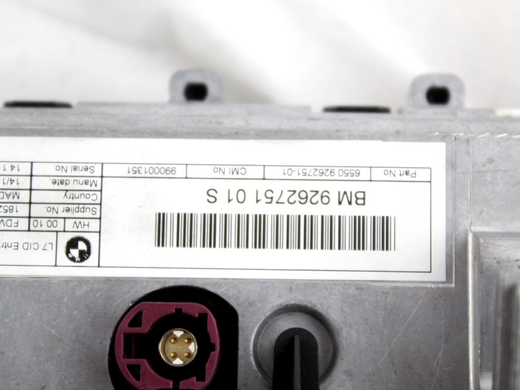 9262751 DISPLAY COMPUTER DI BORDO BMW SERIE 1 116D F20 2.0 D 85KW 6M 5P (2012) RICAMBIO USATO