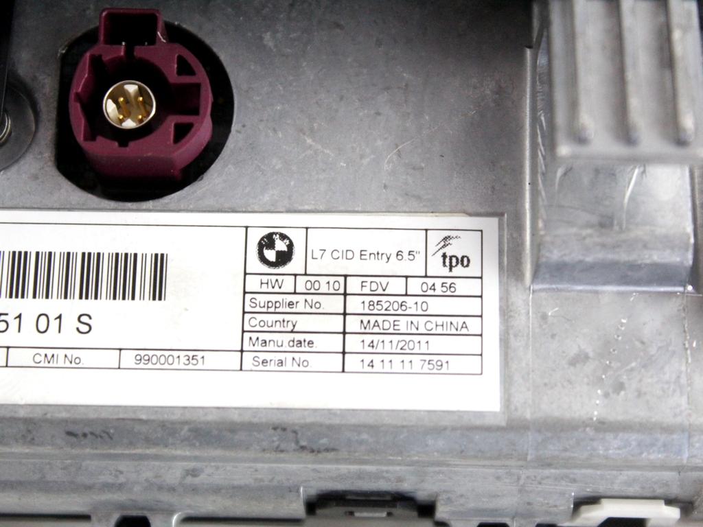 9262751 DISPLAY COMPUTER DI BORDO BMW SERIE 1 116D F20 2.0 D 85KW 6M 5P (2012) RICAMBIO USATO