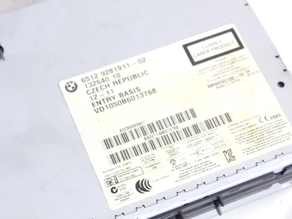 65129281911 AUTORADIO BMW SERIE 1 116D F20 2.0 D 85KW 6M 5P (2012) RICAMBIO USATO (NON FORNIAMO CODICE AUTORADIO, MA SOLO NUMERO DI TELAIO VEICOLO)