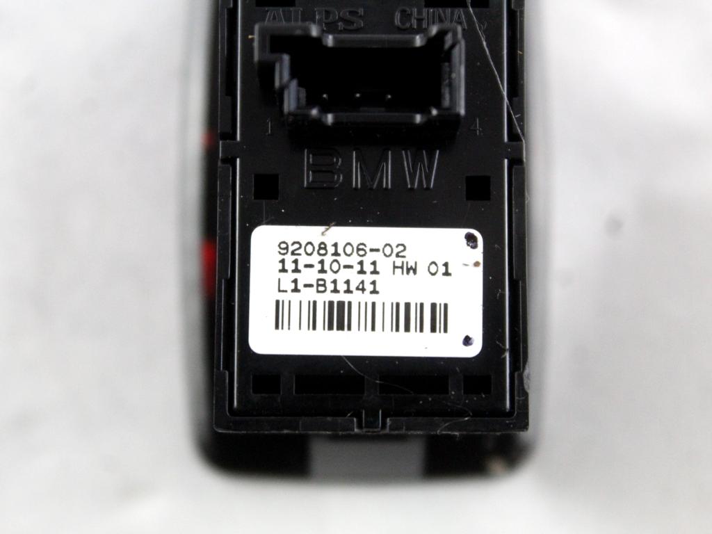 9208106 COMANDO INTERRUTTORE ALZA-VETRO ALZA-CRISTALLO PORTA POSTERIORE BMW SERIE 1 116D F20 2.0 D 85KW 6M 5P (2012) RICAMBIO USATO