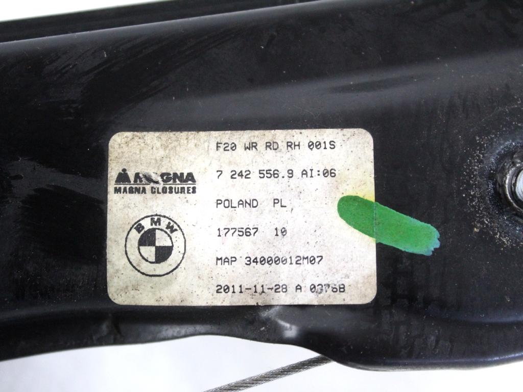 7242556 MOTORINO MECCANISMO ALZA-VETRO ALZACRISTALLO PORTA POSTERIORE DESTRA BMW SERIE 1 116D F20 2.0 D 85KW 6M 5P (2012) RICAMBIO USATO 67627341564