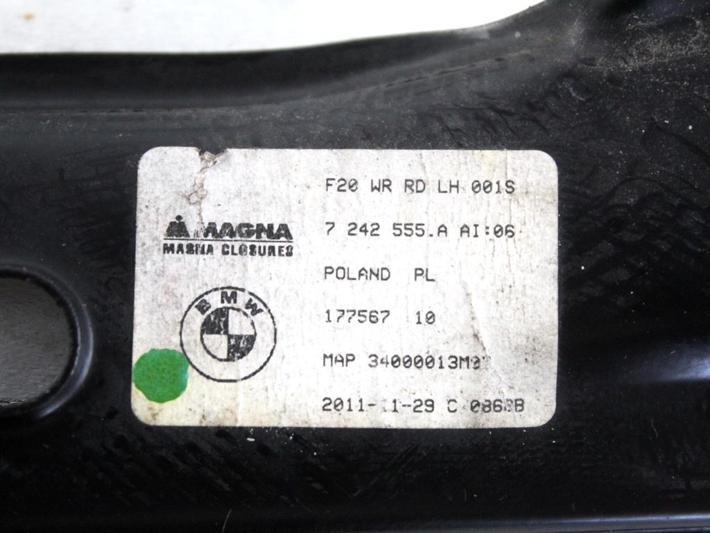 7242555 MOTORINO MECCANISMO ALZA-VETRO ALZACRISTALLO PORTA POSTERIORE SINISTRA BMW SERIE 1 116D F20 2.0 D 85KW 6M 5P (2012) RICAMBIO USATO 67627341563