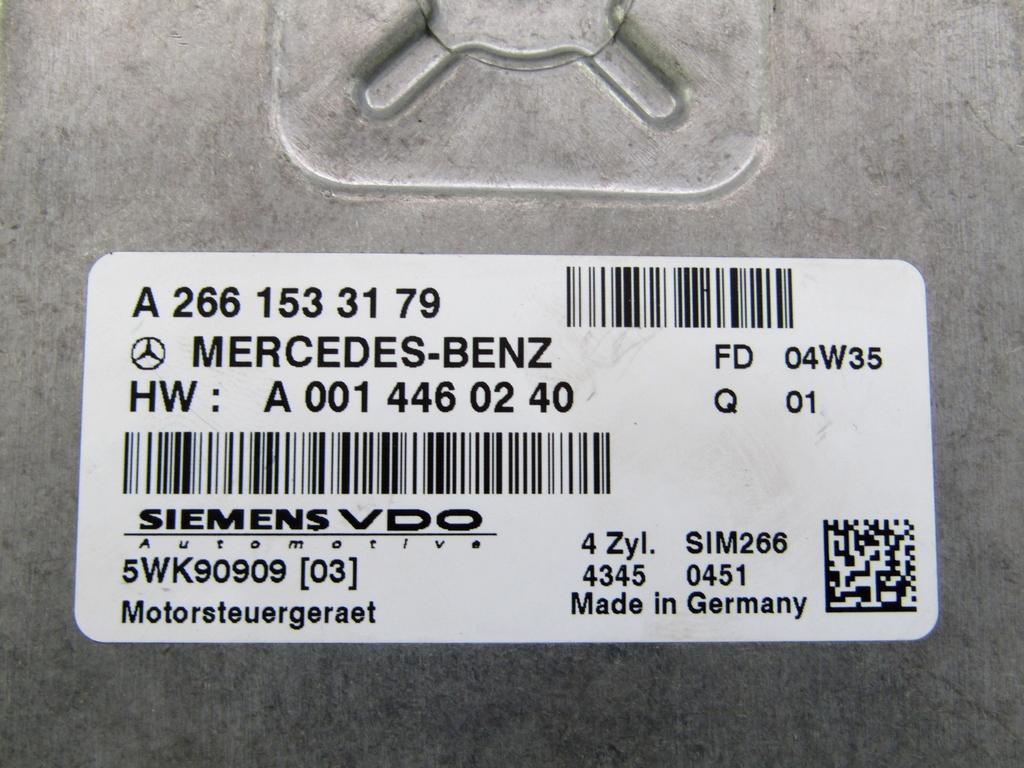 A2661533179 CENTRALINA INIEZIONE MOTORE MERCEDES CLASSE A 170 W169 1.7 B 85KW 5M 5P (2004) RICAMBIO USATO A0014460240
