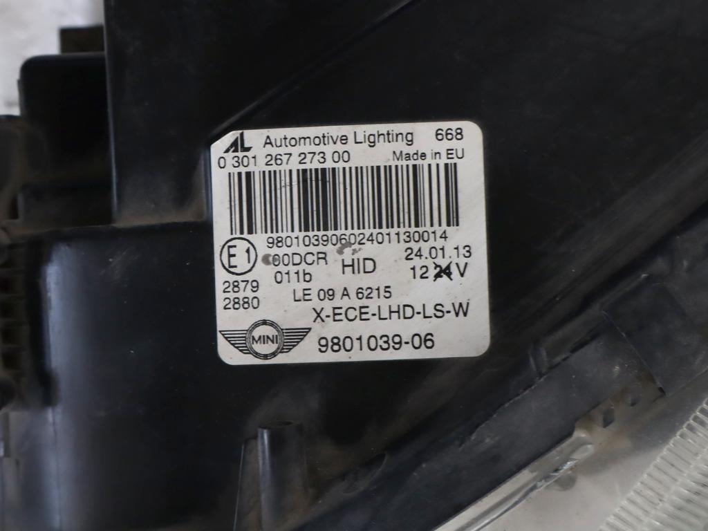 9801039 FARO FANALE ANTERIORE SINISTRO XENON MINI COUNTRYMAN SD R60 ALL4 2.0 D 4X4 105KW AUT 5P (2011) RICAMBIO USATO