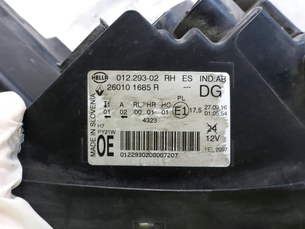 260101685R FARO FANALE ANTERIORE DESTRO RENAULT SCÈNIC 1.2B 85KW (2016) RICAMBIO USATO SUPPORTI DANNEGGIATI