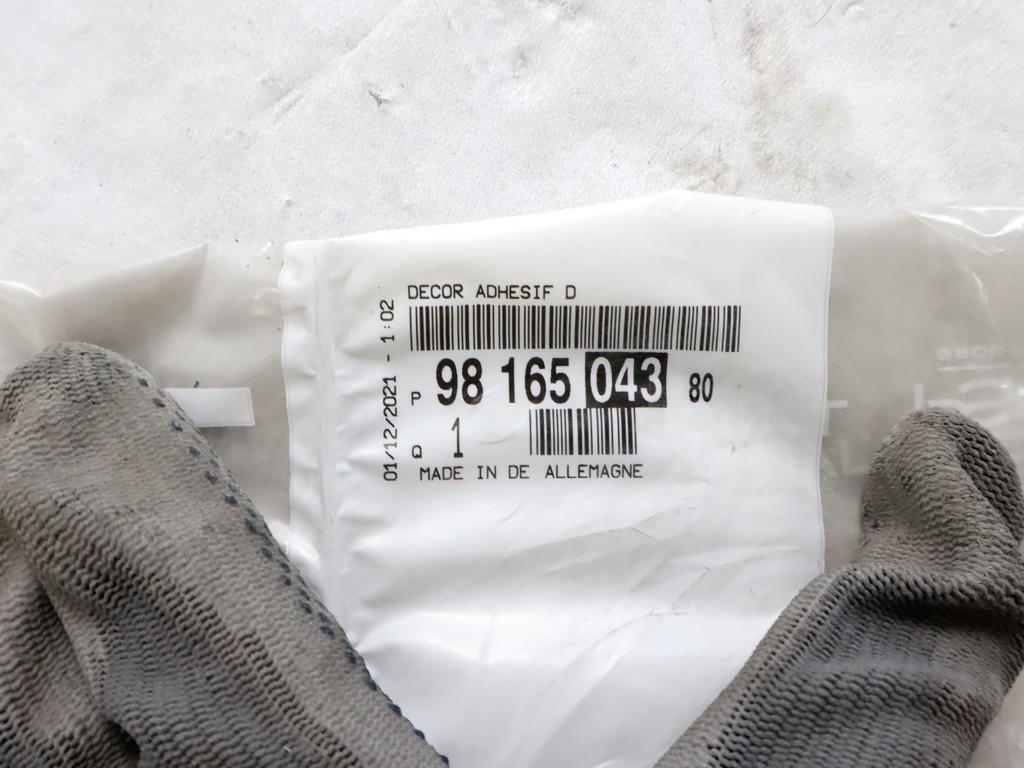 9816504380 MODANATURA PELLICOLA ADESIVA MONTANTE ANTERIORE DESTRO CITROEN BERLINGO 1.6 D 66KW 5M 2P (2010) RICAMBIO NUOVO
