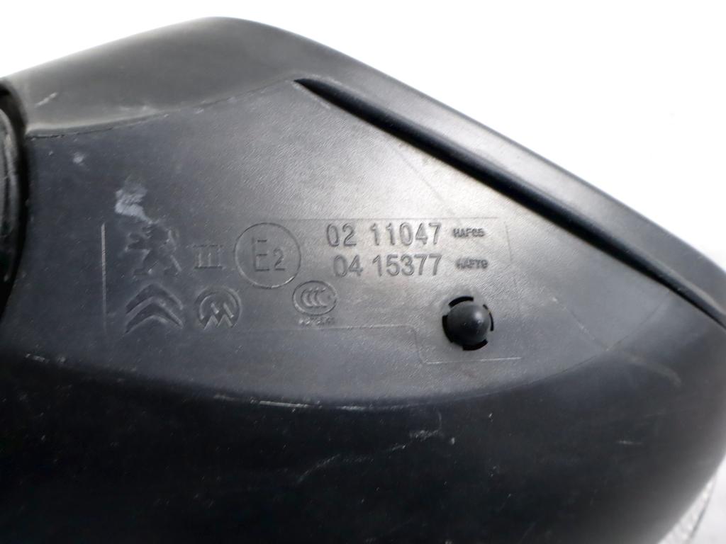 1611240180 SPECCHIETTO RETROVISORE ESTERNO DESTRO CONNETTORE 11 PIN PEUGEOT 208 1.6 D 55KW 5M 5P (2016) RICAMBIO USATO 