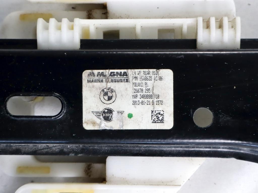 51359805671 MOTORINO MECCANISMO ALZA-VETRO ALZA-CRISTALLO PORTA POSTERIORE SINISTRA MINI COUNTRYMAN R60 ONE D 1.6 D 66KW 6M 5P (2010) RICAMBIO USATO 51359804385