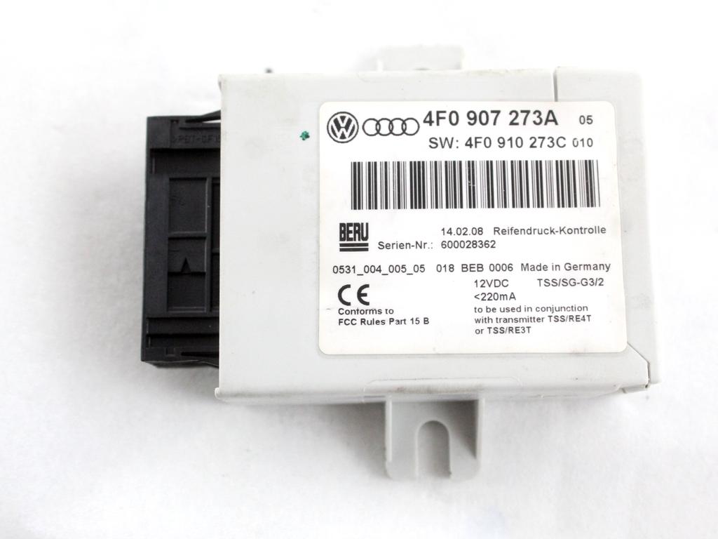 4F0907273A CENTRALINA MODULO PRESSIONE PNEUMATICI AUDI A6 C6 SW 3.0 D 4X4 171KW AUT 5P (2008) RICAMBIO USATO