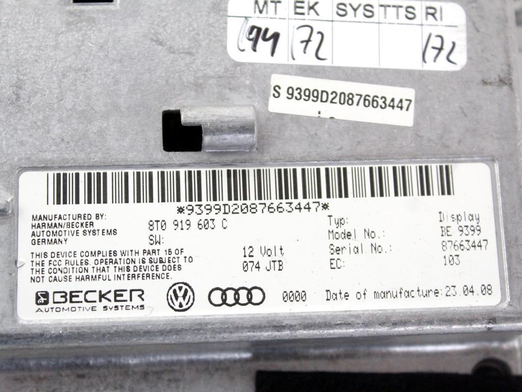 8T0919603C DISPLAY NAVIGATORE CRUSCOTTO CENTRALE AUDI A6 C6 SW 3.0 D 4X4 171KW AUT 5P (2008) RICAMBIO USATO