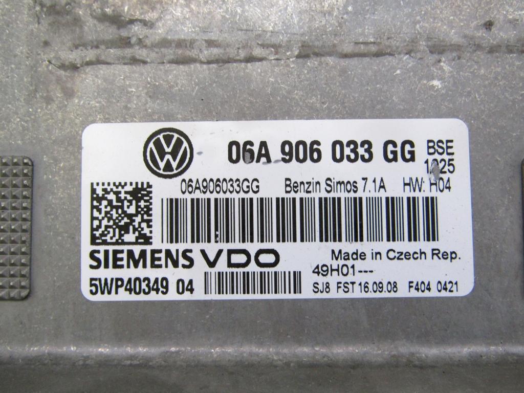 06A906033G CENTRALINA INIEZIONE MOTORE VOLKSWAGEN GOLF 5 1.6 B 75KW 5M 5P (2008) RICAMBIO USATO